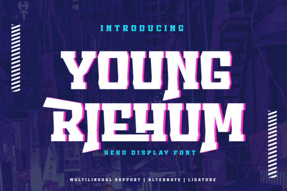 Young Riehum: A Bold Display Font for Epic Digital Designs